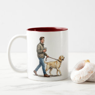 Koffie & een Gele Labradar maken vandaag beter Tweekleurige Koffiemok