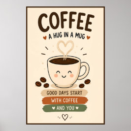 Koffie Een Knuffel In Een Mok 16x24 Poster