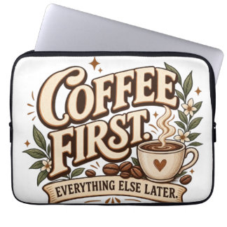 Koffie Eerst Alles Later Vintage Botanic Laptop Sleeve