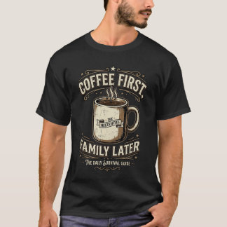 Koffie eerst, familie later, grappig koffie shirt