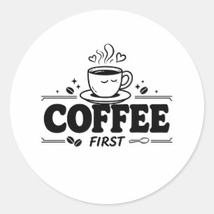 Koffie eerst Moppen Reizen Mok Sticker