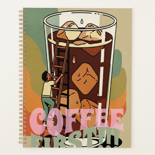 Koffie eerst - Retro Iced Coffee Art Planner (Voorkant)