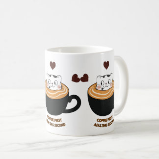 Koffie eerst, volwassen worden ten tweede Cute kat Koffiemok