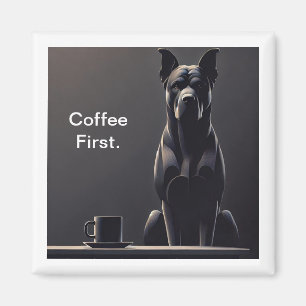 Koffie Eerst Zwarte Hond Magneet