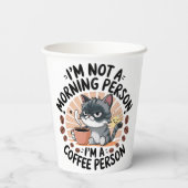Koffie-eerste houding Fun Cat Design Papieren Bekers (Achterkant)