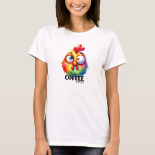 Koffie eerste schattige kip t-shirt