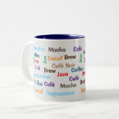 Koffie elke taal tweekleurige koffiemok (Voorkant links)
