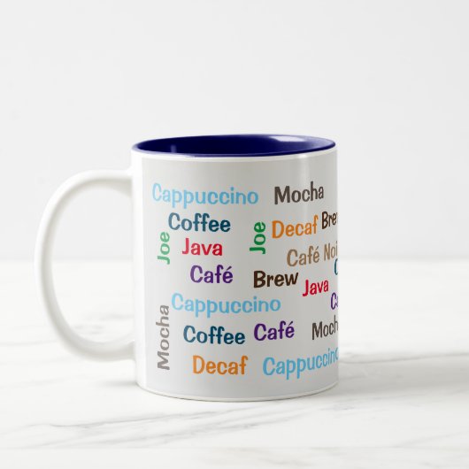 Koffie elke taal tweekleurige koffiemok (Links)