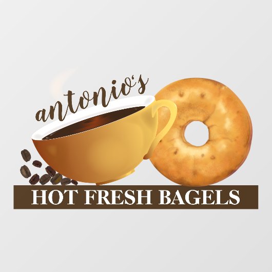 Koffie en bagel raamsticker (Vel)