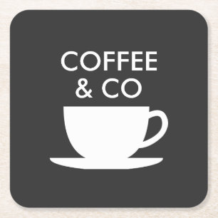 Koffie- en bedrijfsnaam op maat vierkante kartonnen onderzetter