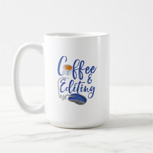 Koffie en bewerken van video Fotoeditor Fotograaf Koffiemok