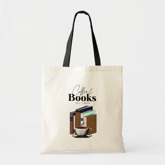  koffie en boeken alles wat ik nodig heb tote bag (Voorkant)