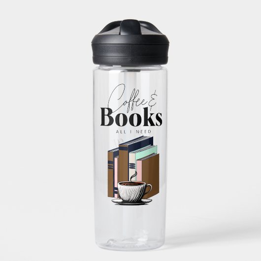 Koffie en boeken is alles wat ik nodig heb waterfles (Voorkant)
