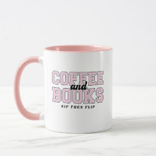 Koffie en Boeken Slurp Dan Blaadje Boekenwurm Roze Mok