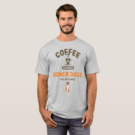 Koffie en Boxer Dogs T-Shirt (Voorkant volledig)