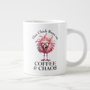 Koffie en Chaos Grappige Spreuk Extra Grote Beker