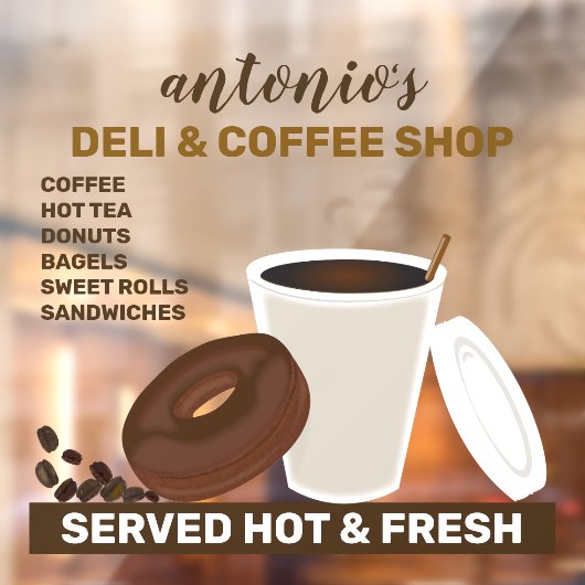 Koffie en chocolade donut raamsticker (Vel 2)