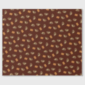 Koffie en chocolade-koekjes Pattern-bruin eten Cadeaupapier (Vlak)
