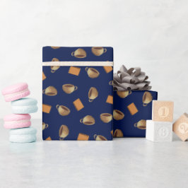 Koffie en chocolade uit het Patroon Navy Blue Food Cadeaupapier