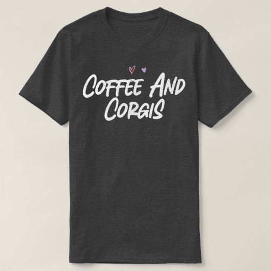 Koffie en Corgis Funny Love Cute Hearts T-shirt (Design voorkant)