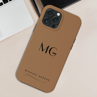 Koffie en Crème Monogrammed Minimalist Met Naam iPhone 13 Pro Max Hoesje