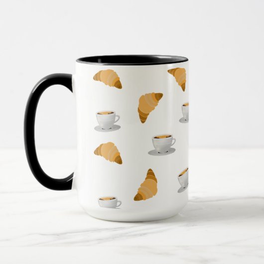 Koffie en Croissant Patroon Mok (Links)