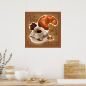 Koffie en croissants poster (Keuken)