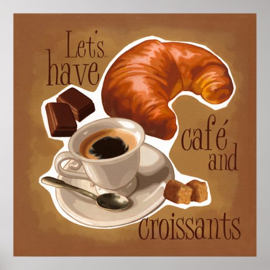 Koffie en croissants poster (Voorkant)