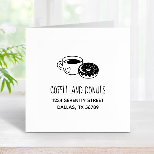 Koffie- en Donut-adres Rubberstempel