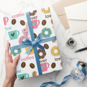 Koffie en Donut Patroon Cadeaupapier