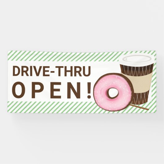 Koffie en Donut rijden door Spandoek (Horizontaal)