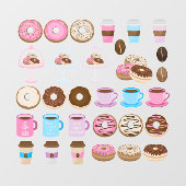 Koffie en donuts raamsticker (Vel)
