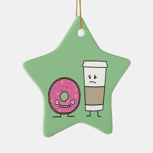 Koffie en Doughnut Keramisch Ornament (Rechts)