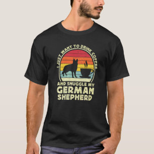 Koffie en Duitse herder Retro GSP vader moeder T-shirt