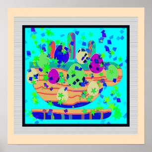 Koffie en eieren kunst poster