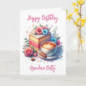 Koffie en gebak Oma's Verjaardag Kaart (Gele Bloem)