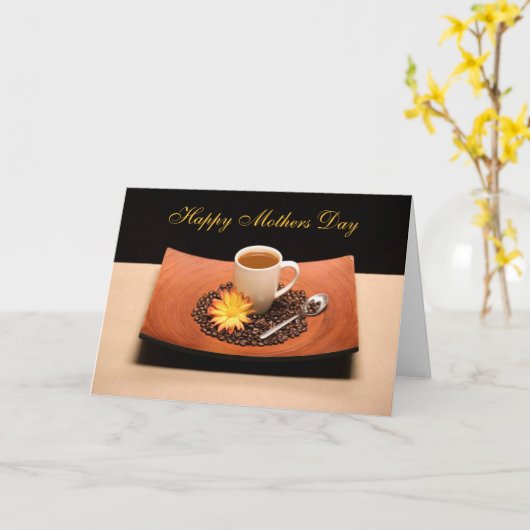Koffie en Gele Daisy Moederdag Kaart (Gele Bloem)