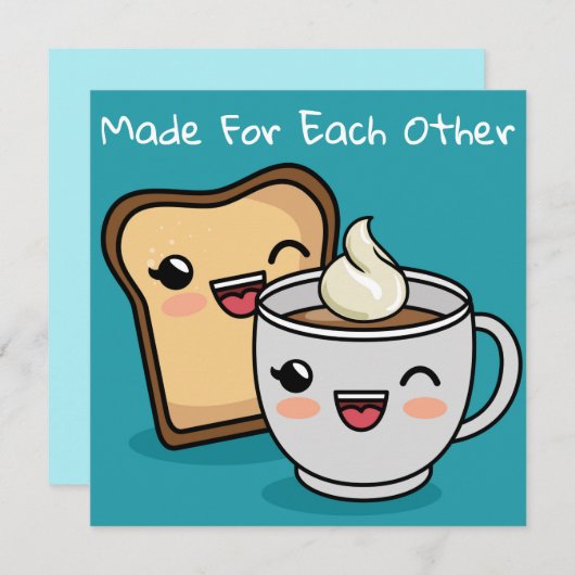 Koffie en gisten feestdagenkaart (Voorkant / Achterkant)