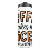 Koffie en goede vibes" - Whimsical Graphic Thermosbeker (Voorkant)