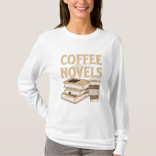 koffie en grappige vintage roman leesboek t-shirt