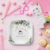 Koffie en Greenery Thleding Wedding Shower Papieren Bordje (Feest)