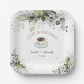 Koffie en Greenery Thleding Wedding Shower Papieren Bordje (Voorkant)