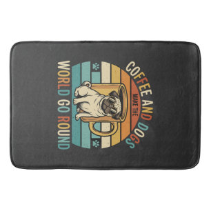 Koffie en Honden Retro Pug Liefhebber Badmat