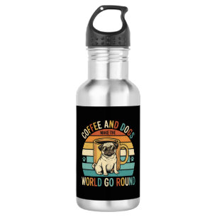 Koffie en Honden Retro Pug Liefhebber Waterfles