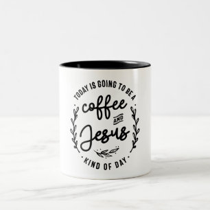 Koffie en Jesus Soort Dag Christelijk Citaat Tweekleurige Koffiemok