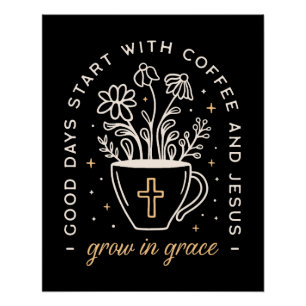 Koffie en Jezus citeert donkere academische esthet Perfect Poster