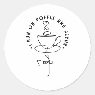 Koffie en Jezus Lovers Christelijke kruis Ronde Sticker