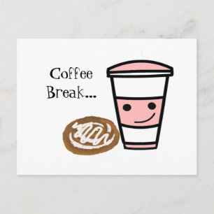 Koffie en kaneelbroodje briefkaart