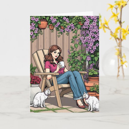 Koffie en katten | Dat is allemaal grappige vriend Kaart (Gele Bloem)