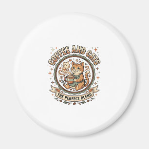 Koffie En Katten Kat Koffie Vintage Vector Kunst T Magneet